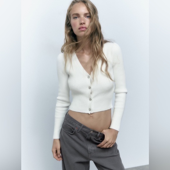ZARA Jewel button knit cardigan 9598 197 - Picture 12 of 16